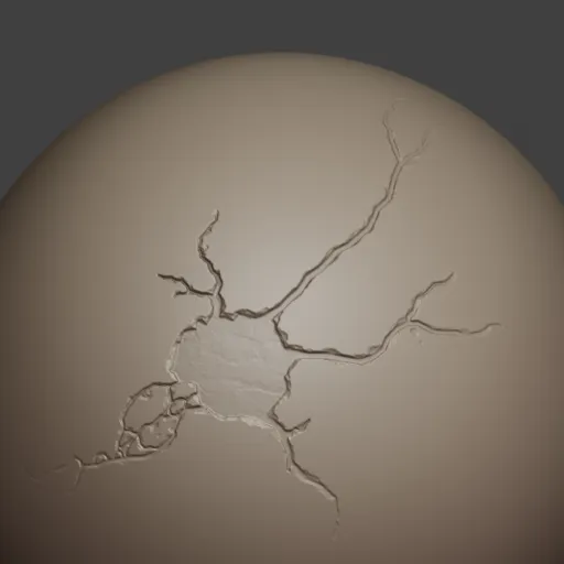 3D sculpting brush for creating detailed wall crack effects on models in Blender.
