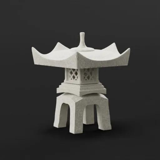 Detailed 3D model of a traditional Japanese Yukimi lantern on a plain background, suitable for Blender renderings.