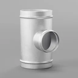 "Metal Vent Pipe Connector V01 3D Model for Blender 3D - Monochrome Design with Steel Collar and White Lid - CAD Connector Element"