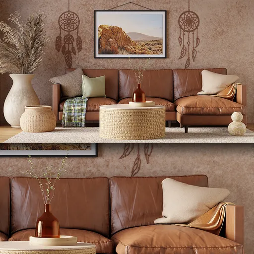Boho Leather Sofa