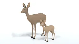 3D low-poly styled antelope and calf model set, optimized for Blender CG visualizations with separate mesh parts.