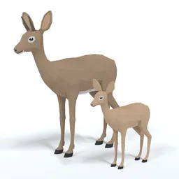Low Poly Cartoon Beira Antelope