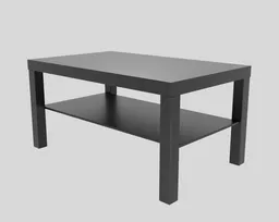 Detailed 3D model of modern Ikea-style table with shelf optimized for Blender rendering.