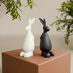 Black&White Standing Rabbit Decor Set