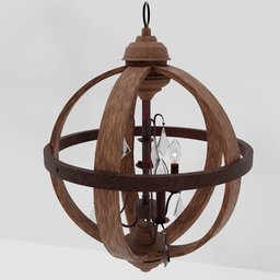 "Bronze and Wood Grain Chandelier - A Highly Detailed 3D Model for Blender 3D. Featuring Unique Design Inspired by Doug Ohlson and Glass Dome. Perfect for Realistic Chandelier Decorations."