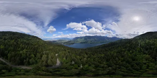 Cloudy Sky Green Mountain Aerial