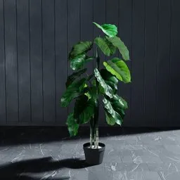 "Artificial tree in a black pot for Blender 3D | 120cm tall with realistic black veins | Perfect for adding greenery to your interior scenes"