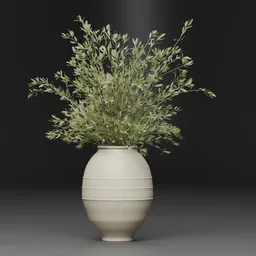 Olive Branches in Ceramic Vase