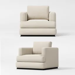 Eichholtz-designed modern cream-colored lounge chair 3D model, ideal for Blender interior visualization.