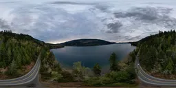 360 Aerial of Lake and Mountain