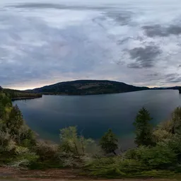 360 Aerial of Lake and Mountain
