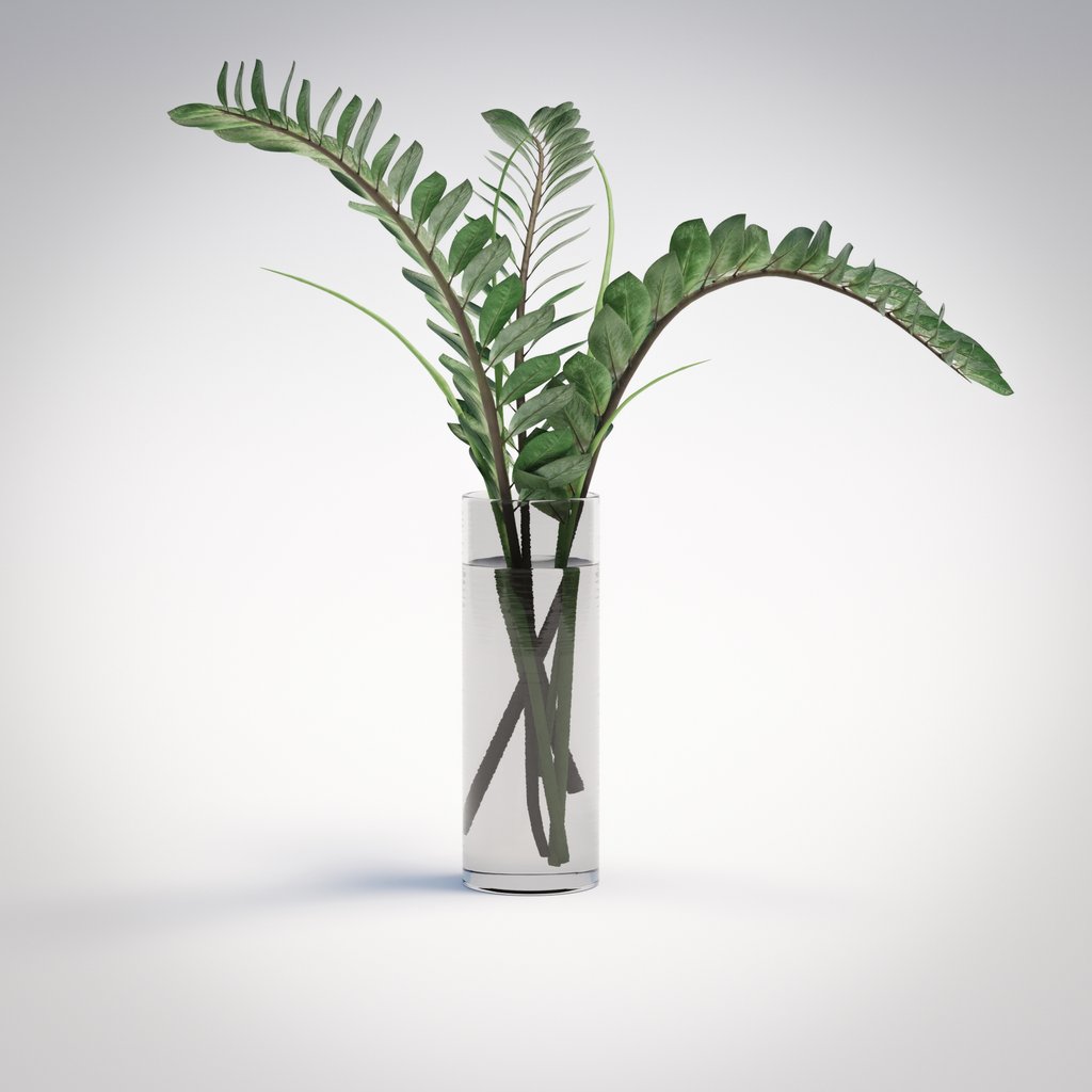 Deco Indoor Plant with glass Vase Indoor Plants models BlenderKit