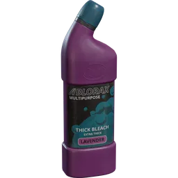 Highly detailed lavender-colored 3D bleach bottle model, compatible with Blender for realistic rendering.