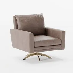 Realistic 3D Blender model showcasing a modern leather armchair with swivel base, perfect for interior design renderings.