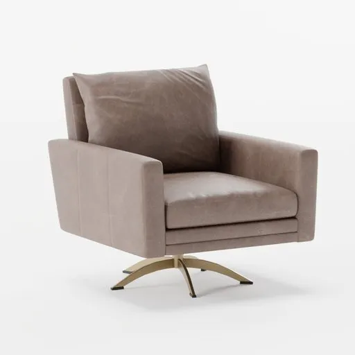 Realistic 3D Blender model showcasing a modern leather armchair with swivel base, perfect for interior design renderings.