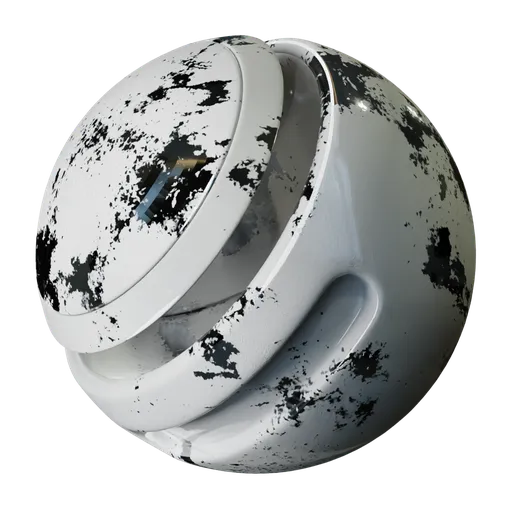 High-quality PBR texture of distressed white painted metal surface for Blender 3D and other 3D applications.