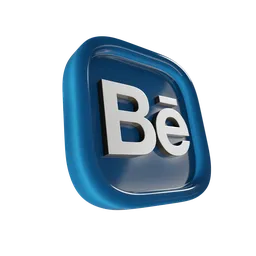 3D rendered Behance logo with glossy finish, ideal for motion graphics and digital content creation in Blender.