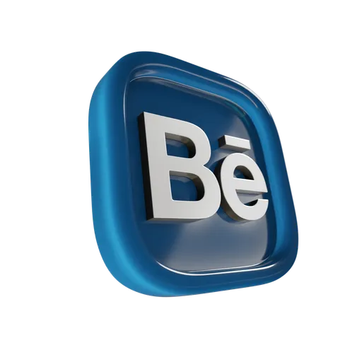 3D rendered Behance logo with glossy finish, ideal for motion graphics and digital content creation in Blender.