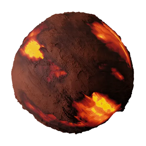 Realistic flowing lava texture for 3D modeling in Blender, optimized for PBR workflows, suitable for gaming environments.