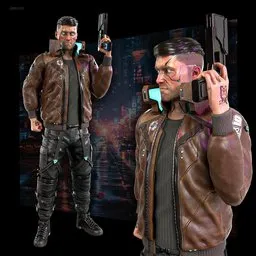 Highly detailed CyberPunk rigged 3D model with PBR textures, ready for Blender animation.