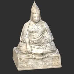 Tibetan Lama Statue White Marble