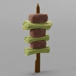 Stylized Grilled Meat Skewer