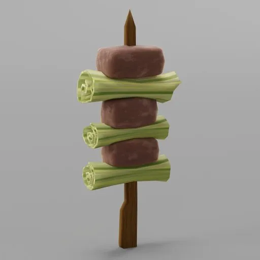 Stylized Grilled Meat Skewer