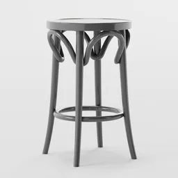 Elegant 3D-rendered modern bar stool with curved legs, designed for Blender modeling and visualization.