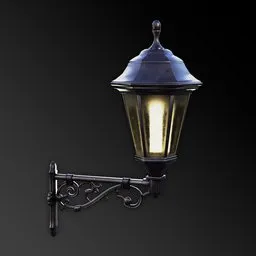 Classic styled wall lantern 3D model, ideal for architectural visualization in Blender.