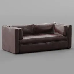 High-quality 3D rendering of a modern red leather sofa for Blender visualization projects.
