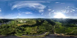 Cloudy with blue skies