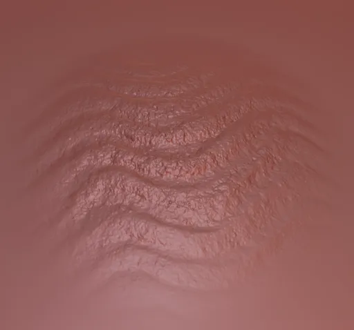 Detailed waved texture effect on 3D model created with a specialized sculpting brush suitable for Blender.