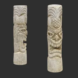 Tiki God Tropical Leaf Statue Marble