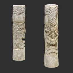 Tiki God Tropical Leaf Statue Marble