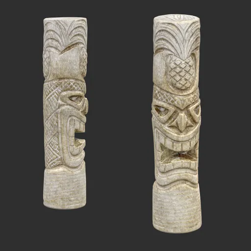 Tiki God Tropical Leaf Statue Marble