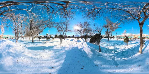 Snowy Garden Park Scene