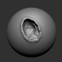 Blender 3D sculpting brush NS Alien Creature Hole effect for detailed organic 3D model texturing