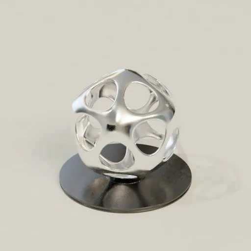 Abstract Chrome Voronoi Sculpture