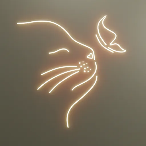 Cat and Butterfly Wall Neon Sign LED