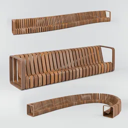 Wooden Bench - Curve/Nodes/Adjustable