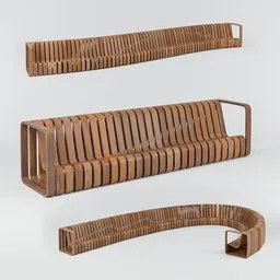 Wooden Bench - Curve/Nodes/Adjustable