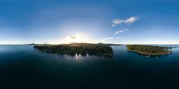 Aerial Islands Cloudy Sunset