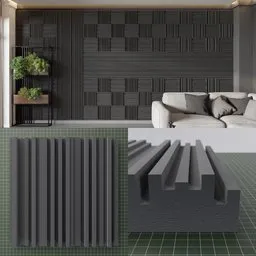 Detailed 3D acoustic wedge panel model showcasing texture and color customization options, perfect for Blender 3D artists.