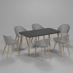 Modern Slatted Dining Set