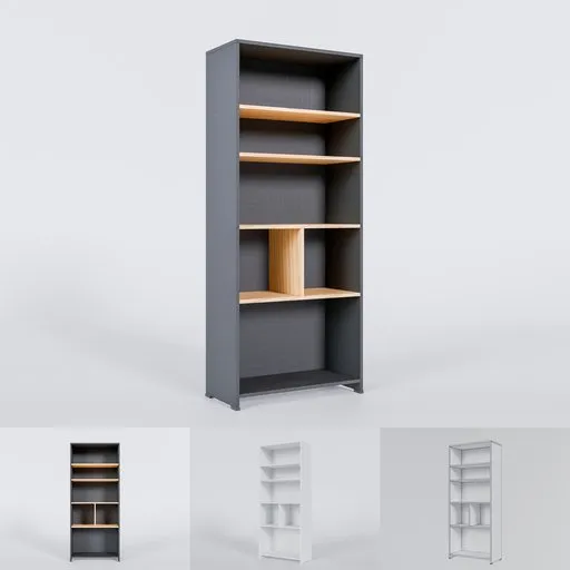 3D model of sleek shelving unit with minimalist design for modern interior, rendered in Blender 3D.