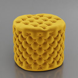 Round ottoman tufted stool Yellow Velvet