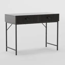 3D-rendered modern desk with grooves, showcasing elegant design and material color options in Blender format.