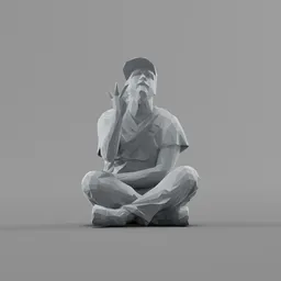 Lowpoly Construction Worker on ground