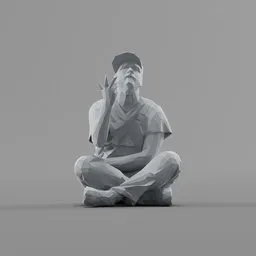 Lowpoly Construction Worker on ground