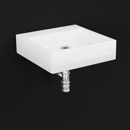 "Neoclassic white sink on a black surface, featuring hydraulic elements and a pristine design. This 3D model, titled 'Classic sink', is ideal for Blender 3D users seeking a clean and stylish wash basin for architectural visualizations and interior design projects."